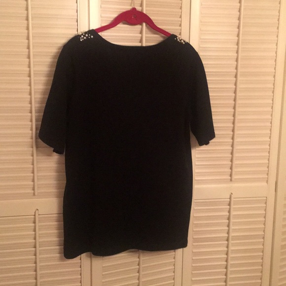 Black Quacker Factory dressy top (pearl neckline) - Picture 5 of 6